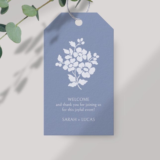 Blue & White Monogram Wedding Gift Tag (Creator Uploaded)