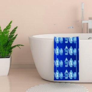 Blue White Monogrammed Elegant Ginger Jar  Bath Towel Set