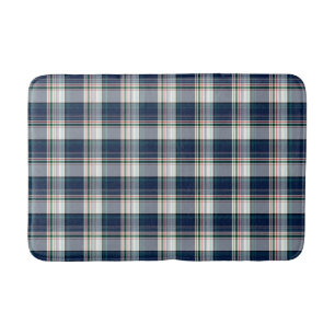 Blue, White, Multi Thread Plaid Bath Mat