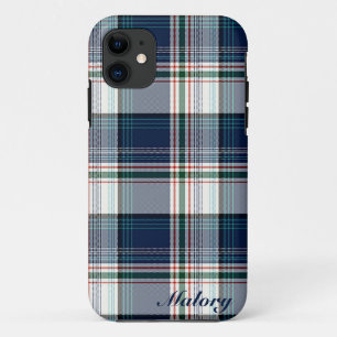 Blue & White Multi Thread Plaid iPhone 11 Case