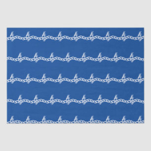 Blue white nautical rope waves pattern gift tissue paper