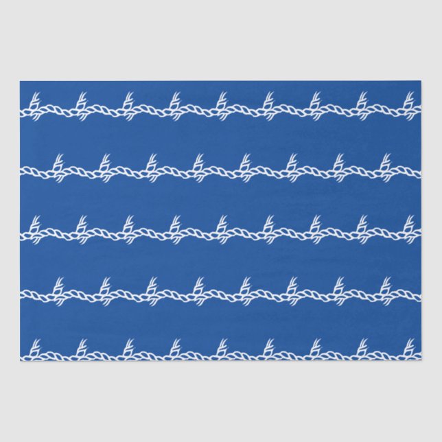 Blue white nautical rope waves pattern gift tissue paper (Front)