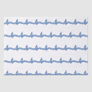Blue white nautical rope waves pattern gift tissue paper