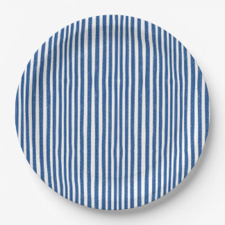 Blue & White Nautical stripes  Paper Plate