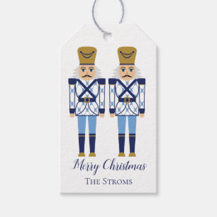 Blue & White Nutcracker. Chinoiserie Christmas Tag
