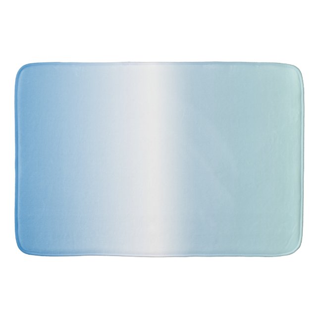 Blue White Ombre Stripes Bath Mat (Front)