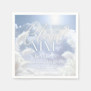 Blue White On Cloud Nine 9 Pampas Bridal Shower Napkin