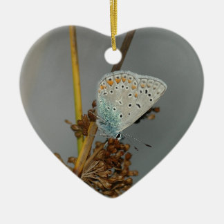 Blue White Orange with Black Spots Butterfly Ceramic Ornament