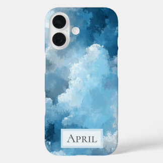Blue & White Painted Clouds iPhone 16 Case