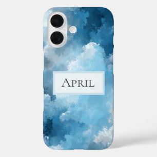 Blue & White Painted Clouds iPhone 16 Case