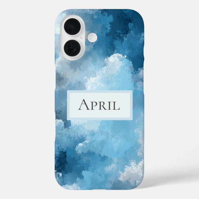 Blue & White Painted Clouds Case-Mate iPhone Case (Back)