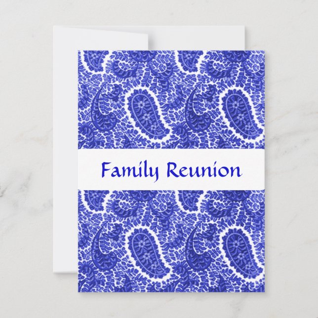 Blue & white Paisley Invitations Any Occasion (Front)