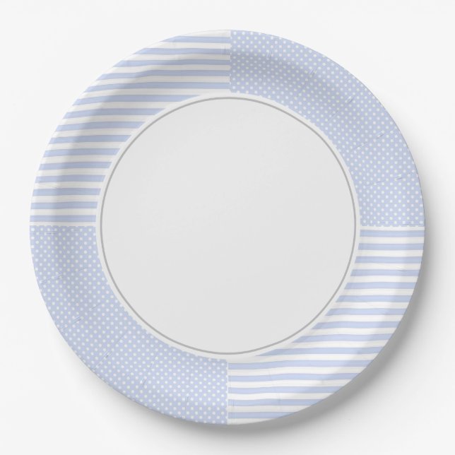 Blue & White  Paper Plate (Front)