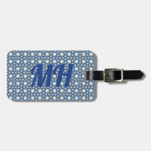 Blue White Pattern Luggage Tag