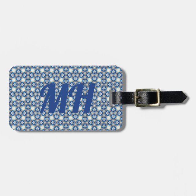 Blue White Pattern Luggage Tag (Front Horizontal)