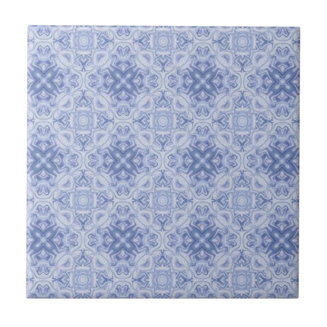 Blue & White Patterned Tile (Front)