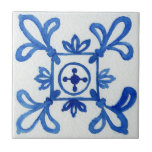 Blue & White Patterned Watercolor Mediterranean Tile<br><div class="desc">Add a touch of Mediterranean charm to your home with our Blue & White Patterned Watercolor Mediterranean Ceramic Tile! This stunning tile is crafted in a classic, watercolor look and features a blue and white pattern that was carefully hand painted, and painstakingly digitized. It's the perfect way to add some...</div>