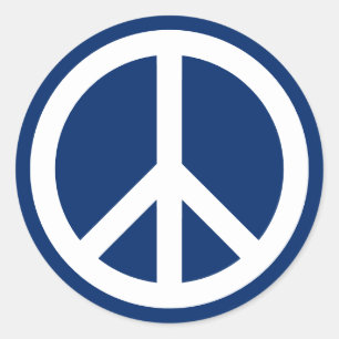Blue & White Peace Classic Round Sticker