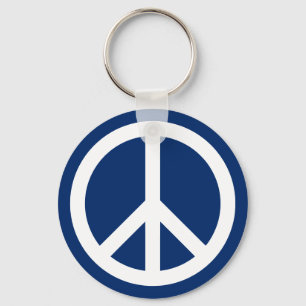 Blue & White Peace Keychain