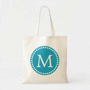 Blue & White Personalized Custom Monogram Tote Bag