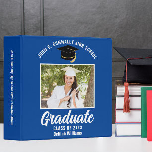 Blue White Personalized Graduation Photo Album Binder