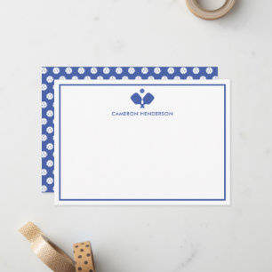 Blue White Personalized Name Fun Pickleball  Card