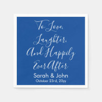 Blue White Personalized Script Wedding Reception