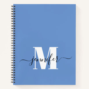 Blue White Personalized Sketchbook Monogram Name Notebook