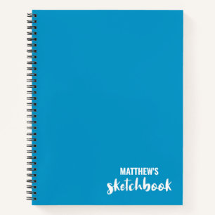 Blue White Personalized Sketchbook Your Name Notebook