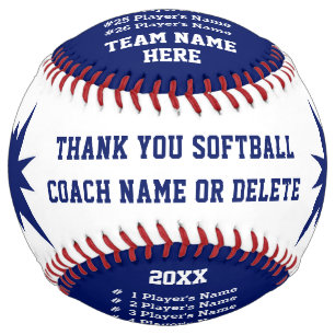 Blue, White Personalized Softball Coach Gifts