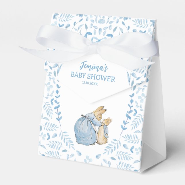 Blue White Peter the Rabbit Beatrix Baby Shower Favor Box (Front Side)