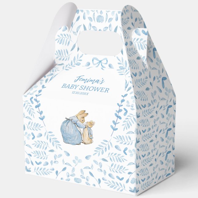 Blue White Peter the Rabbit Beatrix Baby Shower Favor Box (Front)