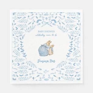 Blue White Peter the Rabbit Beatrix Baby Shower Napkin