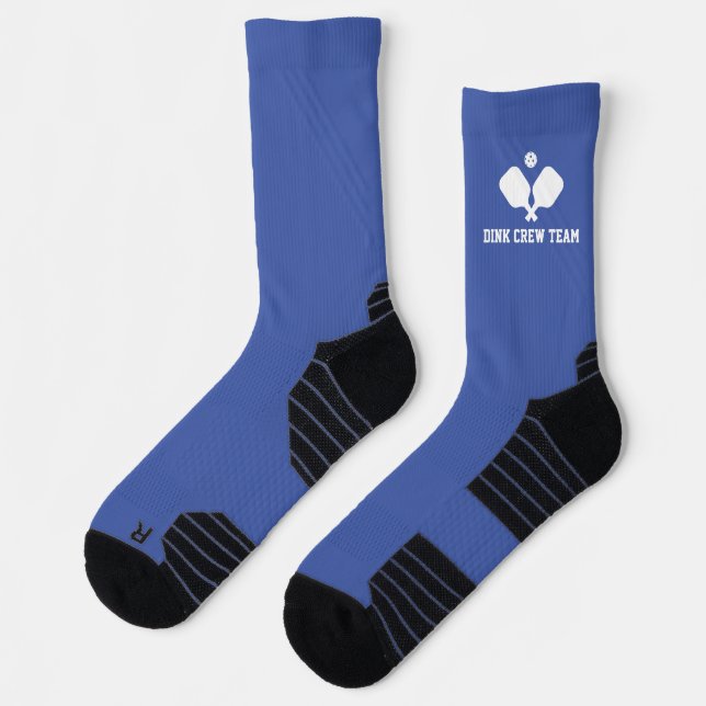 Blue White Pickleball Paddles Personalized Team Socks (Left)
