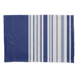 Blue & White Pillowcase with Black Accents