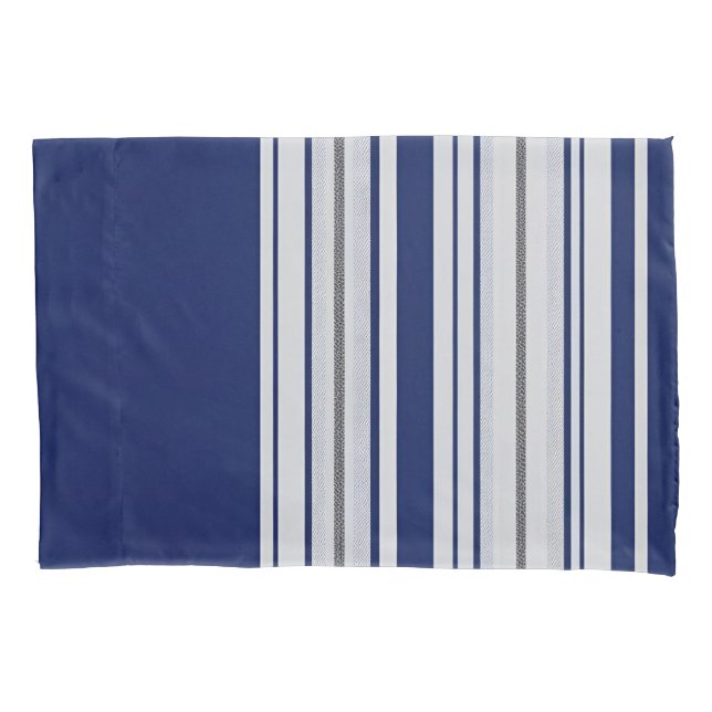 Blue & White Pillowcase with Black Accents (Front)