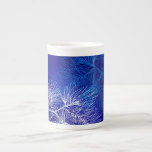 Blue White Pine Holiday China Mug<br><div class="desc">Blue and White Pine 4Gr Winter holiday art with an elegant pattern of pine boughs and pinecones in blue and white on a background of deep blues and violets.  Click Customize It to add your name or message,  upload a photo,  even save your design for later.</div>