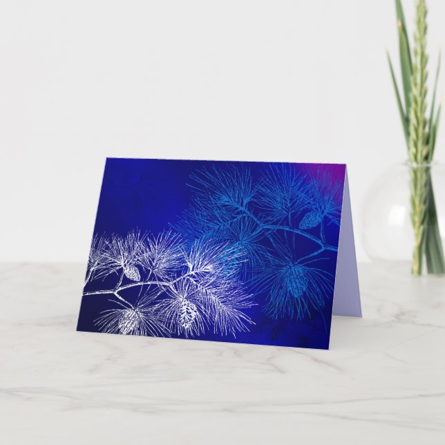 Blue White Pine Vintage Art Cards (Front)
