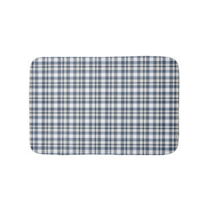 Blue White Plaid 1 Bath Mat
