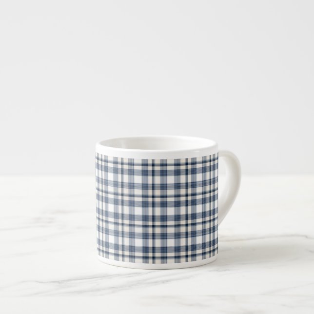 Blue White Plaid 1 Espresso Cup (Front Right)