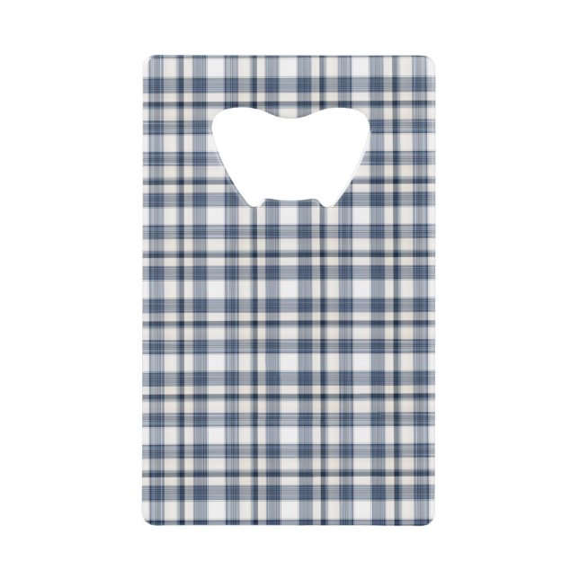 Blue White Plaid 1 Wallet Bottle Opener (Front)