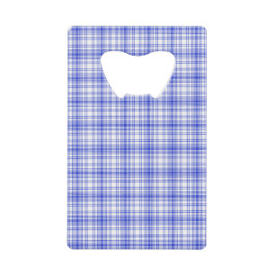 Blue White Plaid 2 Credit Card Bottle Opener