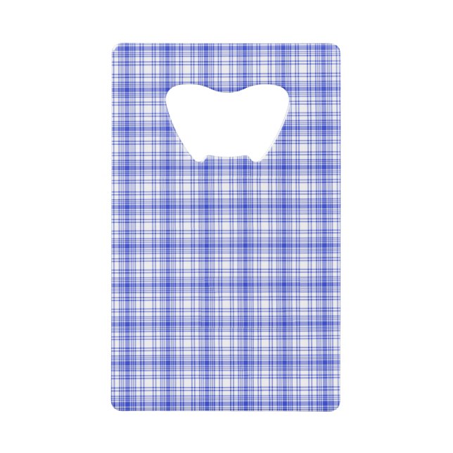 Blue White Plaid 2 Credit Card Bottle Opener (Front)