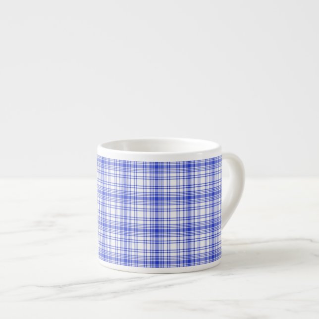Blue White Plaid 2 Espresso Cup (Front Right)