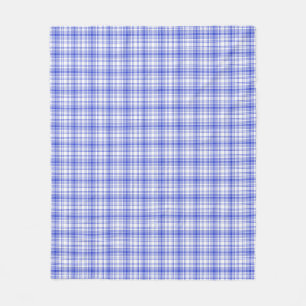 Blue White Plaid 2 Fleece Blanket