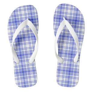 Blue White Plaid 2 Flip Flops