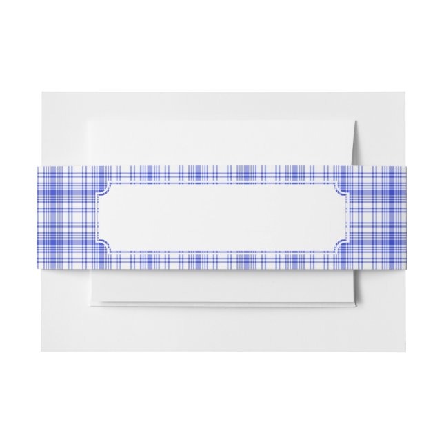 Blue White Plaid 2 Invitation Belly Band (Front Example)