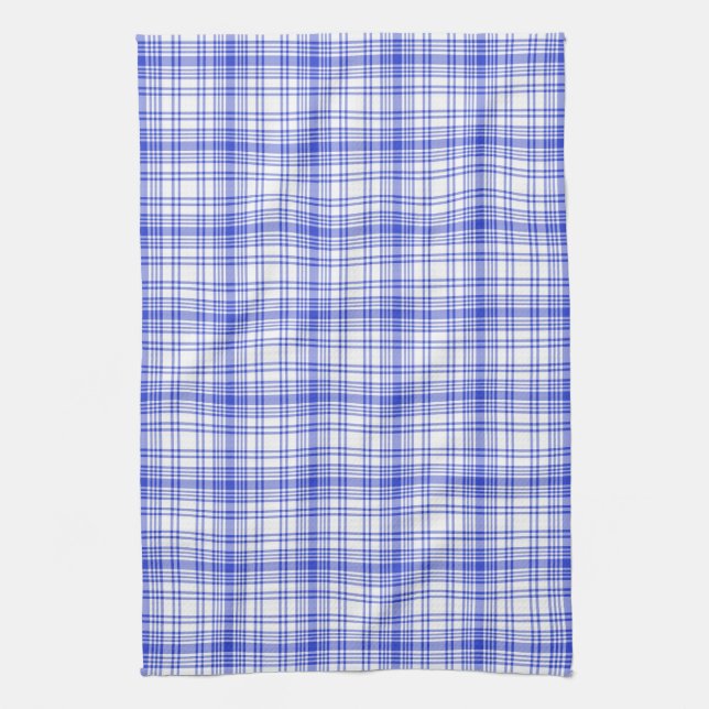 Blue White Plaid 2 Kitchen Towel (Vertical)