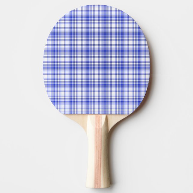 Blue White Plaid 2 Ping Pong Paddle (Front)