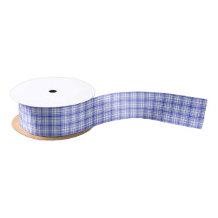 Blue White Plaid 2 Satin Ribbon